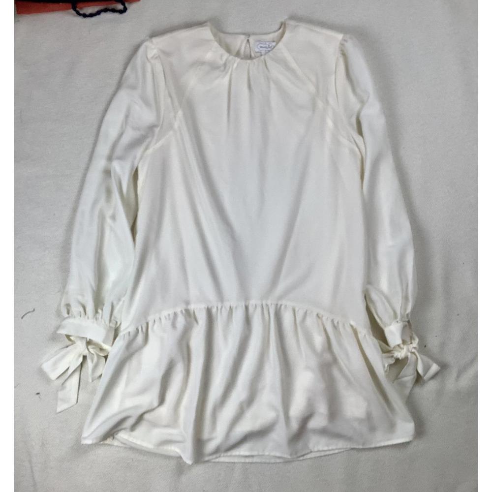 Mud Pie white bow fit and flare blouse size small